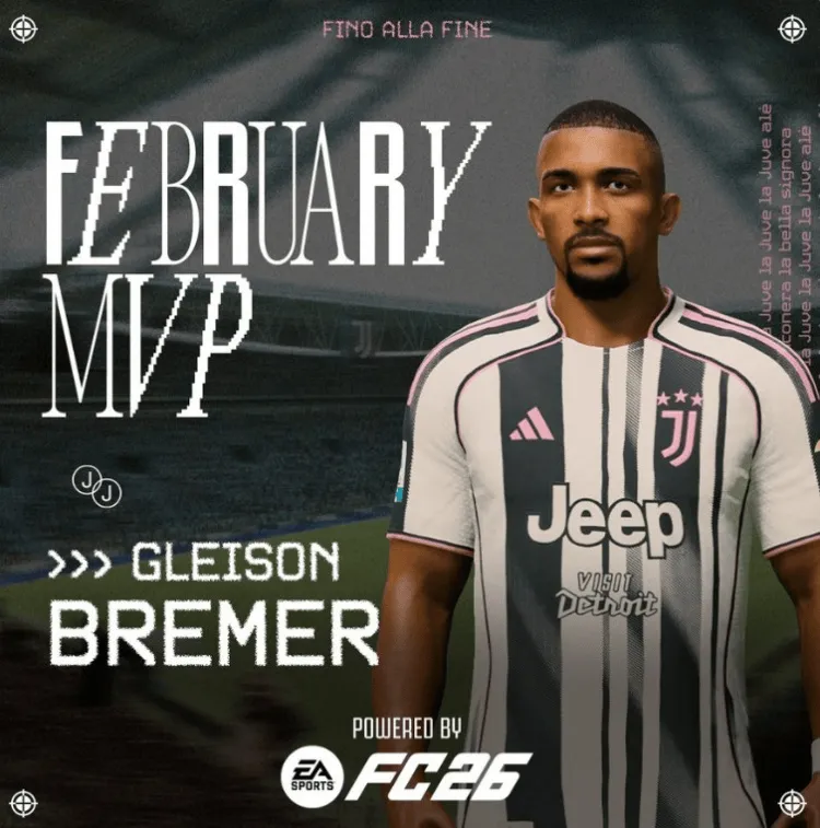 专业体育直播-尤文官方：布雷默当选队内2月最佳球员，5场比赛打进2球